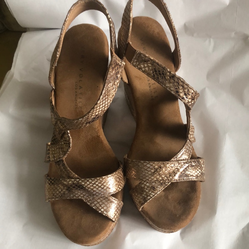 Wedge heal strap shoe